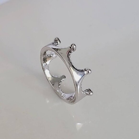 Crown Ring, Sterling Silver Women Ring, 925 Stamped, Thumb Band, non tarnish, - Picture 3 of 10